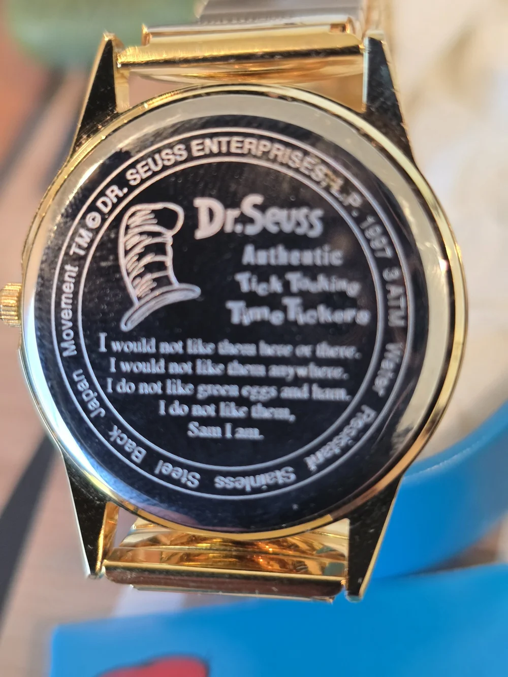 Vintage Dr. Seuss Gold Tone Watch with Red, Cream, Yellow and Green Accents